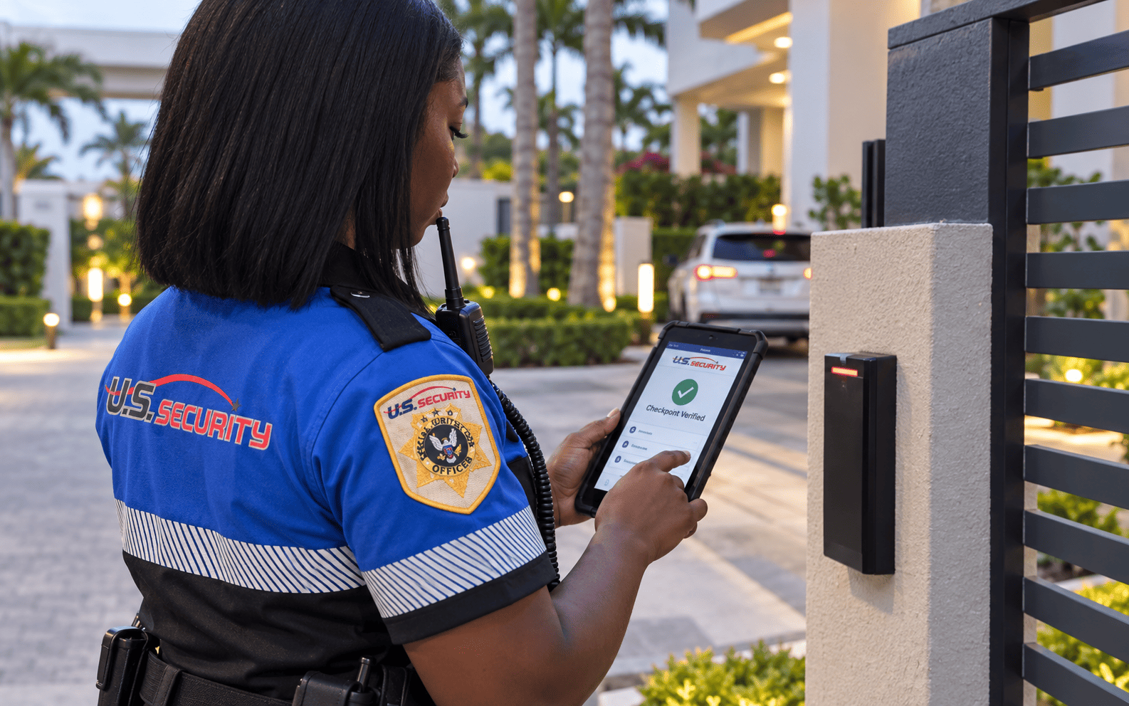 US Security officer documenting patrol activity