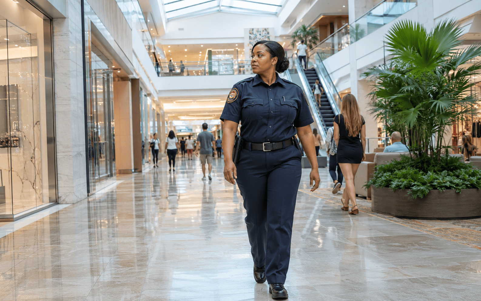 US Security patrol inside a commercial property