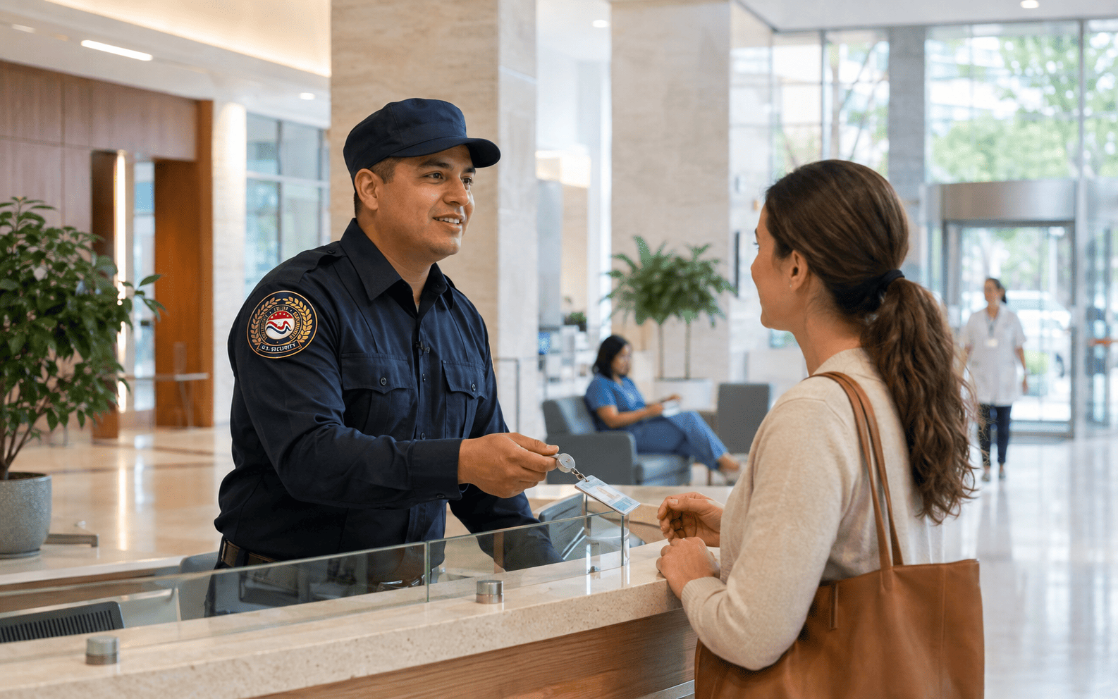 US Security visitor checkpoint security in a healthcare facility